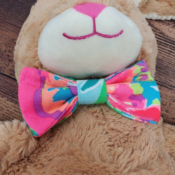 Animal Adventure Easter Bunny Rabbit Plush Stuffed Animal Tie Dye Bow Brown 14" - Picture 7 of 8
